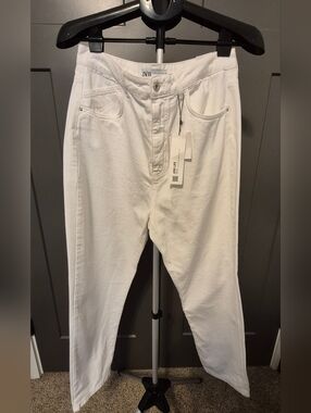 Zara White Jeans Mom Fit Size 12 NWT